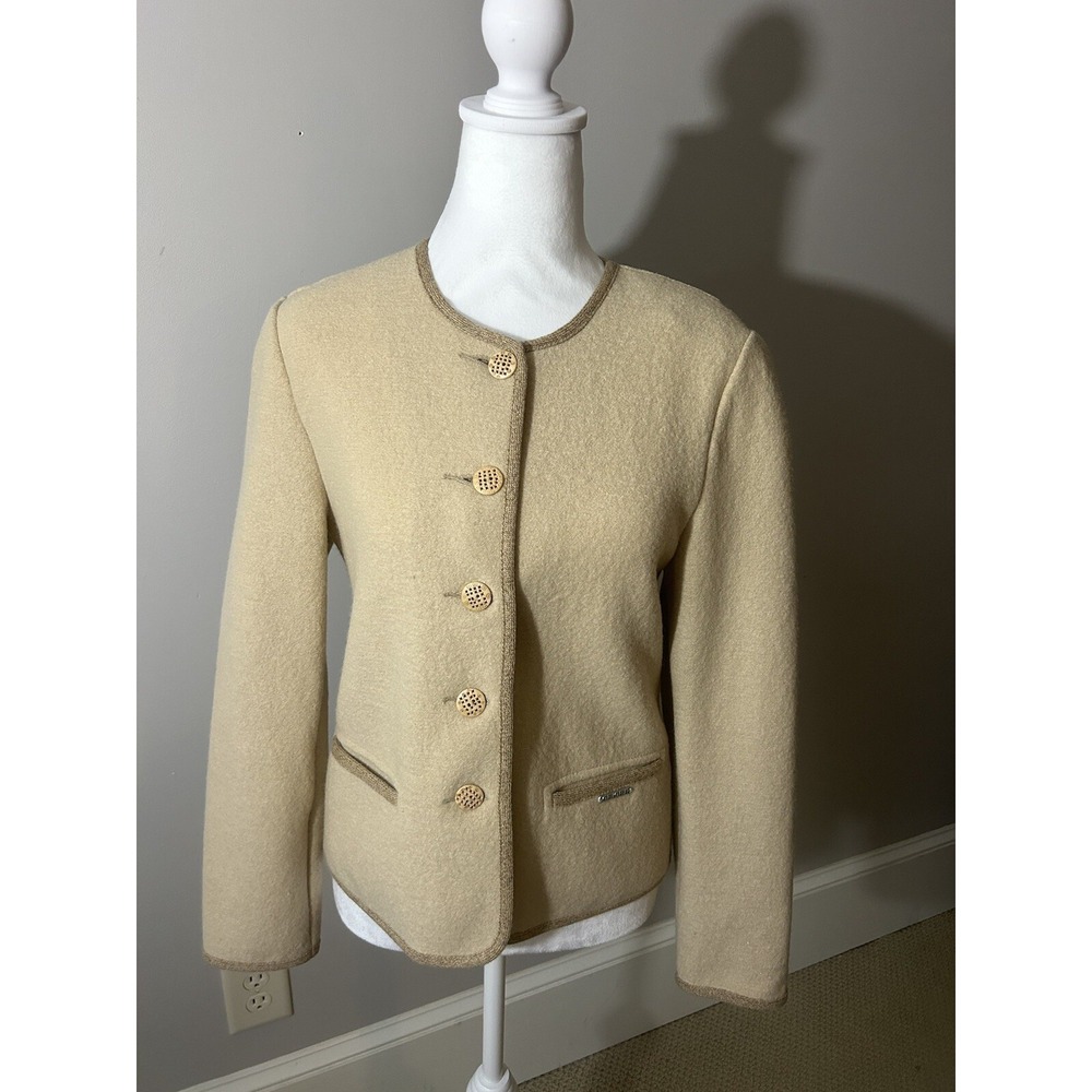Geiger Collections Austria 100% Wool Jacket‎ Cream Womens EU 34 US S/M